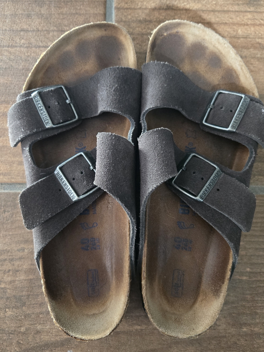 Birkenstock Arizona Suede Sandals Mens Size 7 Charcoal